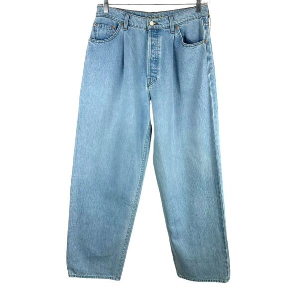 Mother NWT Snacks the Pleated Fun Dip Puddle Jeans Size 29 Button Fly Relaxed - Picture 3 of 11